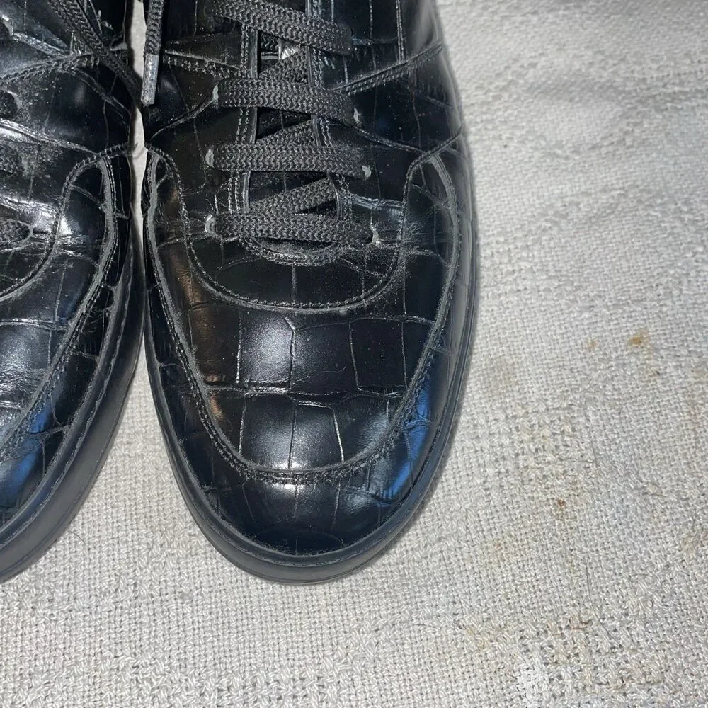 Salvatore Ferragamo Men’s Croc Motif Athletics Size 11.5 D Black Leather Luxury
